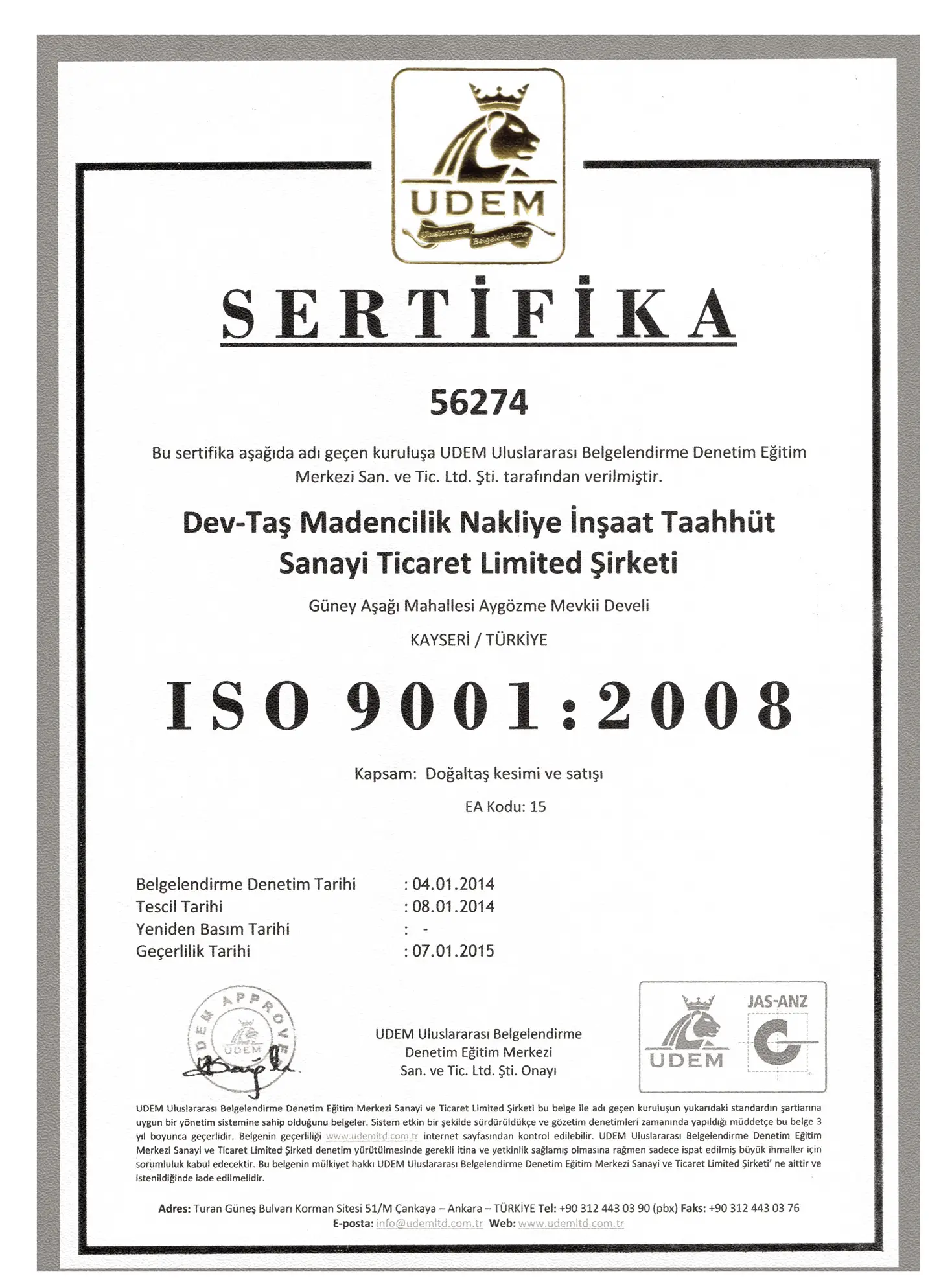 ISO 9001 kalite yönetimi